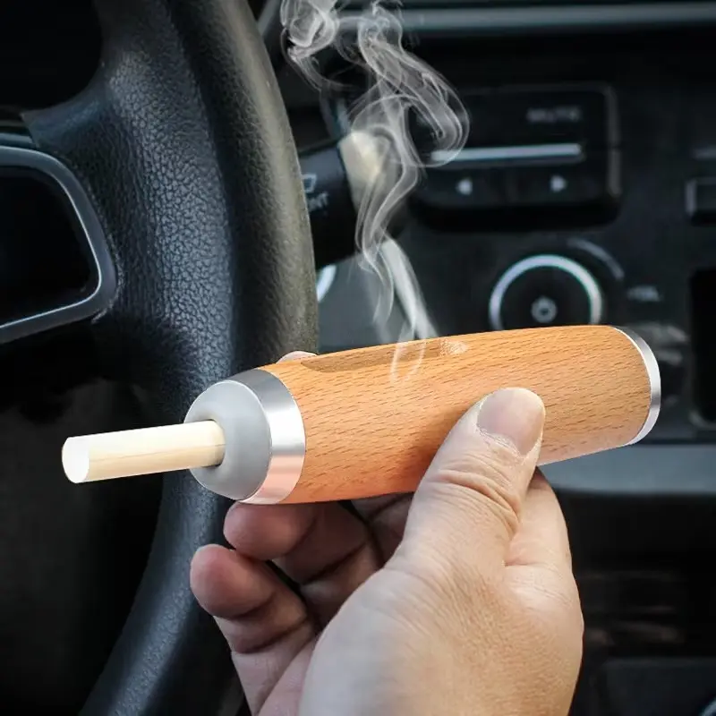 Walnut/beech Wood Car Ashtray, Detachable and Easy to Clean, 3 Sizes Fit Most Cars, Essential Car Console Organizer, Perfect for Chill Drivers