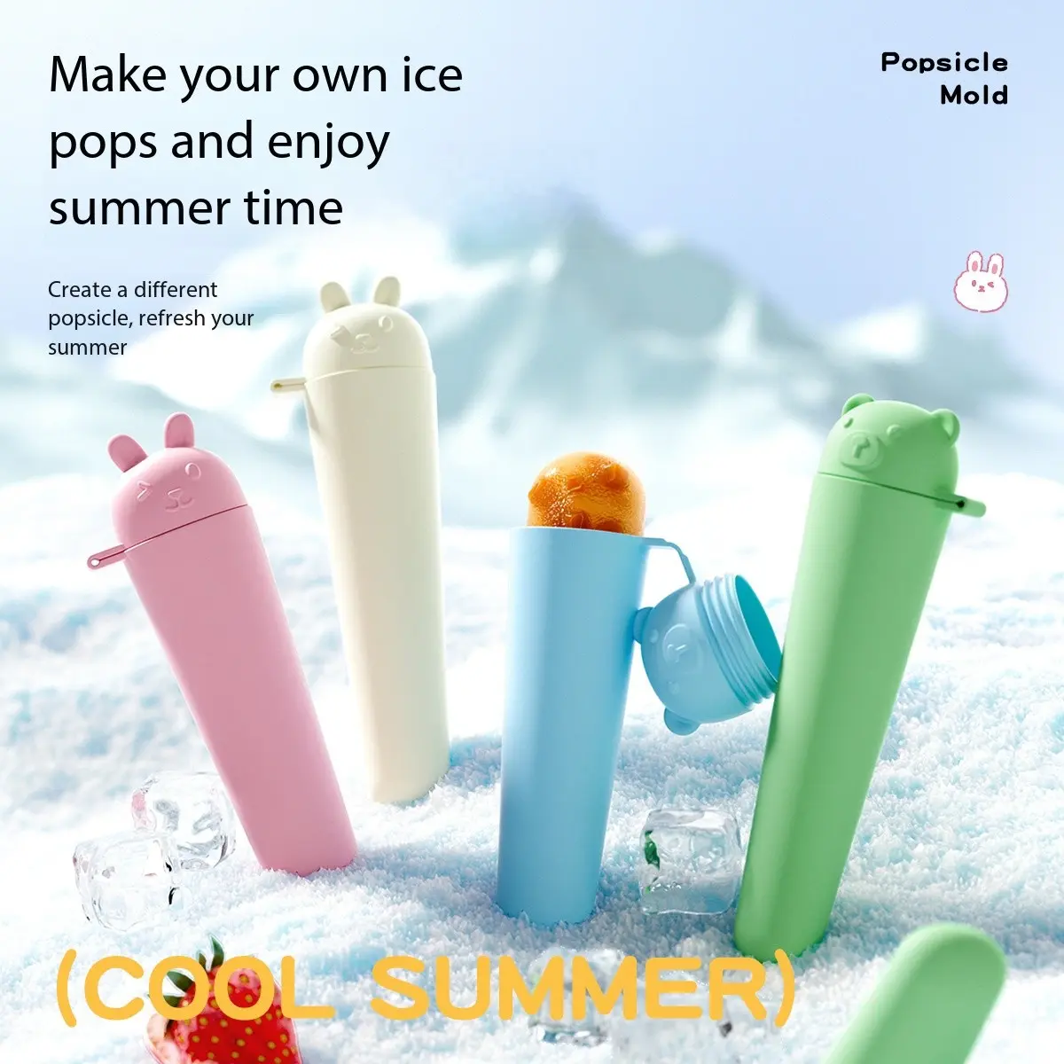 Cartoon Covered Ice Pop Mold, Food Grade Household Gelato Maker, Easy Release Ice Stick Mold, Kids' Snow Cone Tool, Home Use