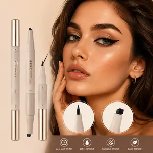 3-in-1 stamp eyeliner pencil, waterproof and sweat-proof long-lasting eyeliner pen, outlines eyeliner and under-eye area, eyebrow pencil, smooth and fluid without smudging, suitable for beginners and everyday makeup use