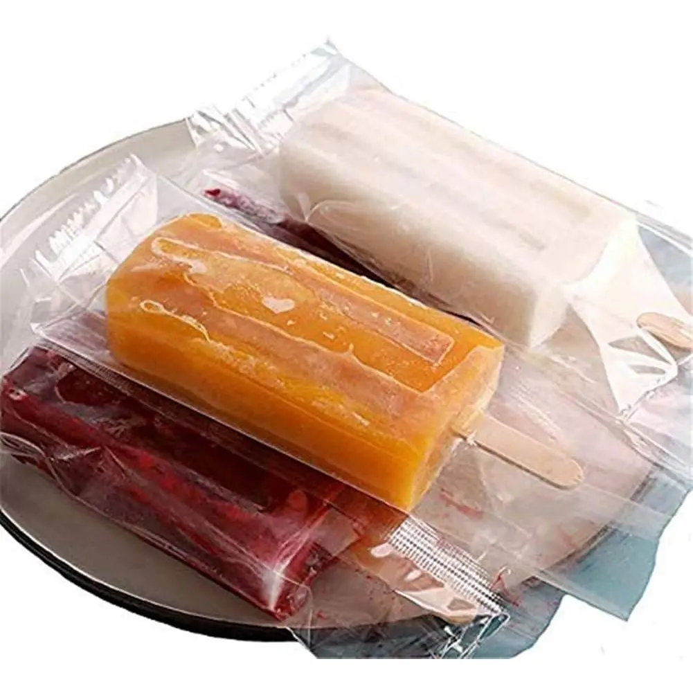 [Summer Essentials]Ice Popsicles Bags Thick Frozen Pops Ice Cream Plastic Wrappers for Candy Food Grade Hot Sealing Packing Containers (200Pcs ,Clear)gift