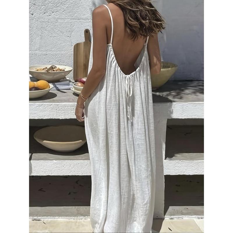 Women’s Solid Color Sleeveless Long Nightgown | Elegant Lightweight Sleepwear | Spring Ideal for Home Relaxation & Effortless Loungewear | Viral Soft Comfy Night Dress