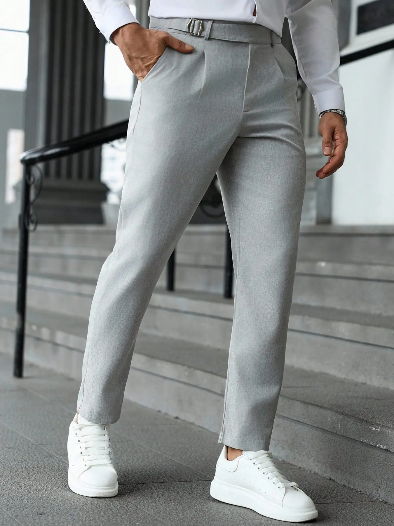 Men's Light Nine-Pocket West Pants, Business Commute Straight Leg Slim Fit Suit Pants, Spring Autumn Office Formal Pants, Men's Gift