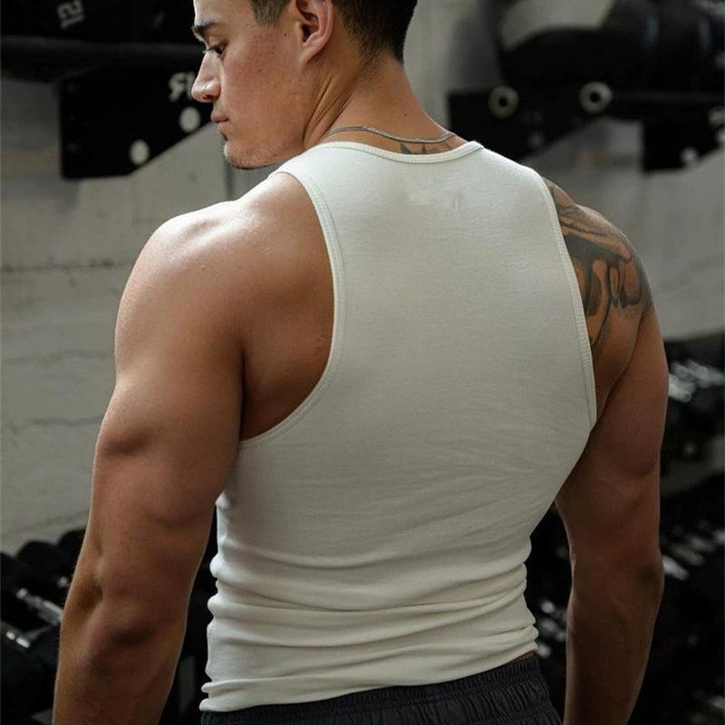 Men's Fitness Vest, High Elasticity Ribbed Training Breathable Sleeveless Tank Top, Plus Size Men's Vest