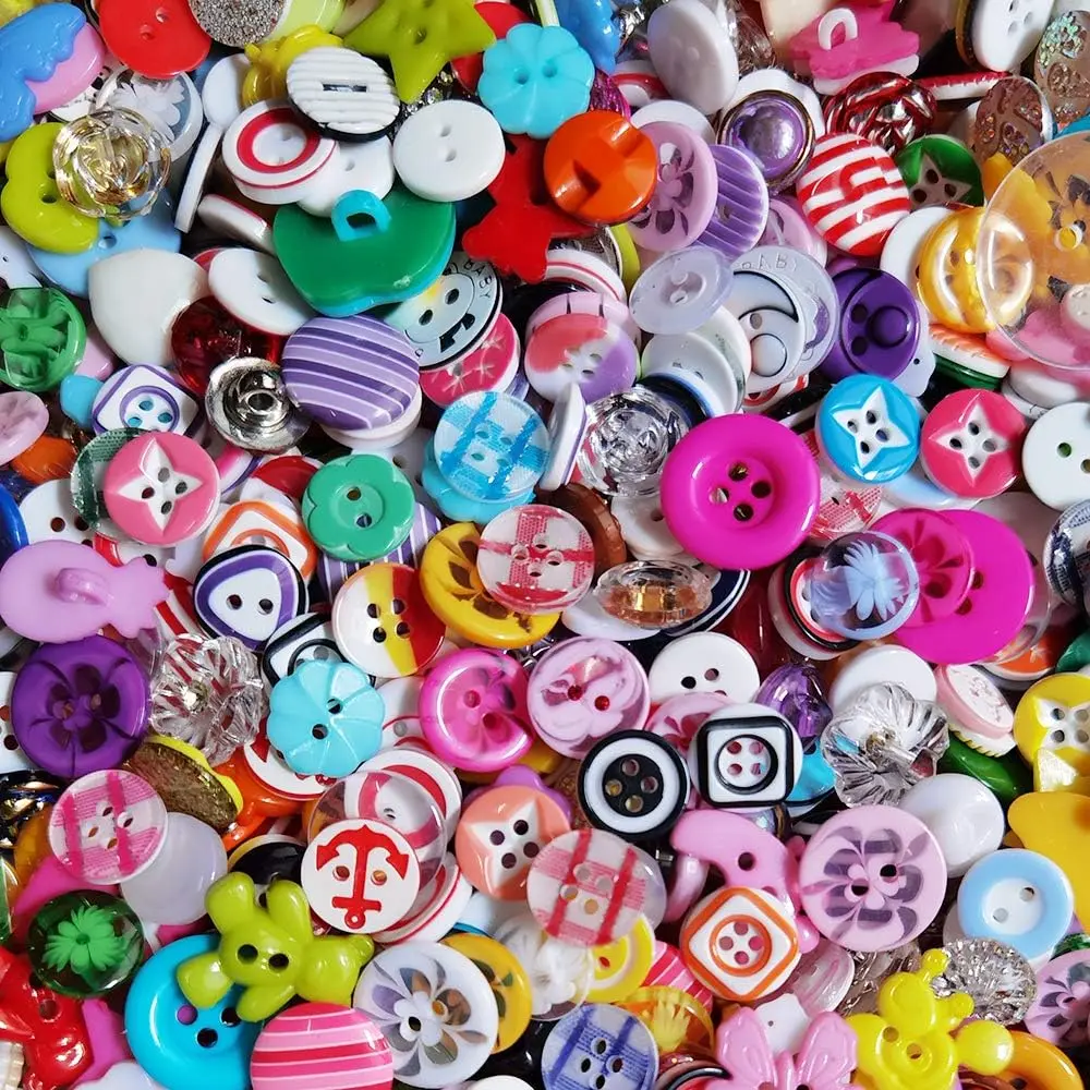 Chenkou Craft Random 100pcs Plastic Buttons Small DIY Sewing Craft Accessory (Mix) (Mix)
