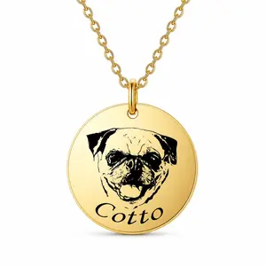 Custom Pet Photo Pendant Necklace, Personalized Stainless Steel Dog Cat Name Engraved Necklace, Memorial Pet Portrait Charm Jewelry, DIY Picture Necklace Gift for Pet Owners, Dog Mom, Cat Mom, Birthday, Holiday, Sympathy Gift