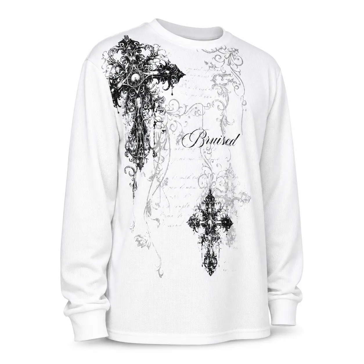 Men's Gothic Graphic Sweatshirt, Casual Streetwear Sweatshirt, Casual Sweatshirt Tops, Long Sleeve Fitted Pullover, Casual Spring & Fall Fashion, Comfortable and Trendy Outerwear Fabric Menswear