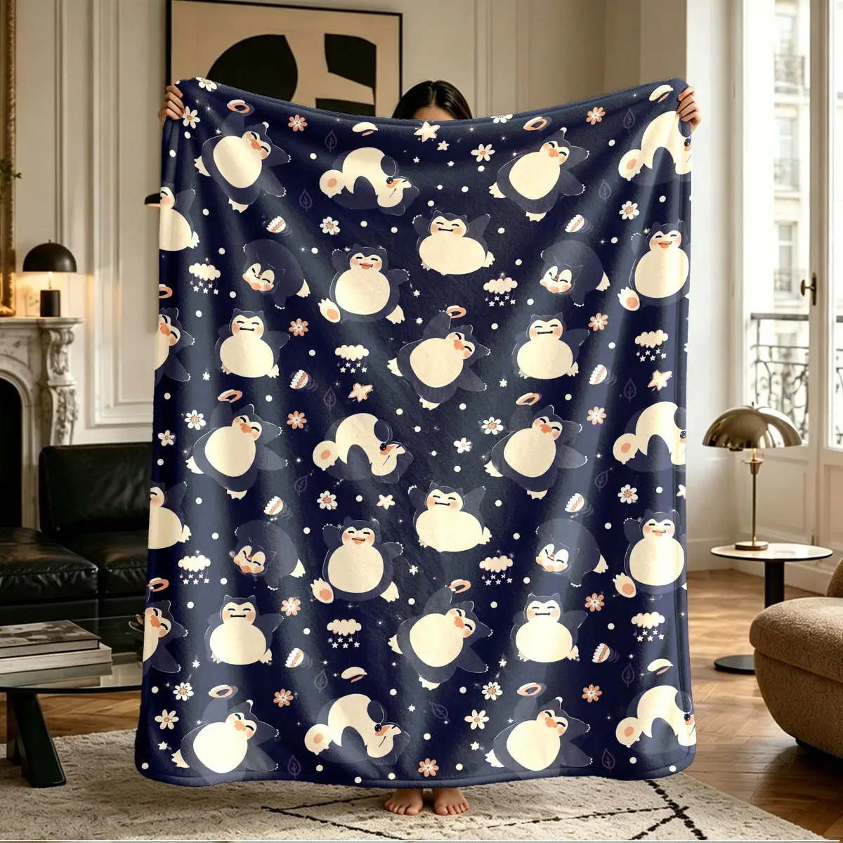 Comfortable Cute Kirby Monster Sleep Fleece Blanket, Warm Soft Anti-Pilling, Ideal for Naps, Camping, Travel, All Seasons Gift