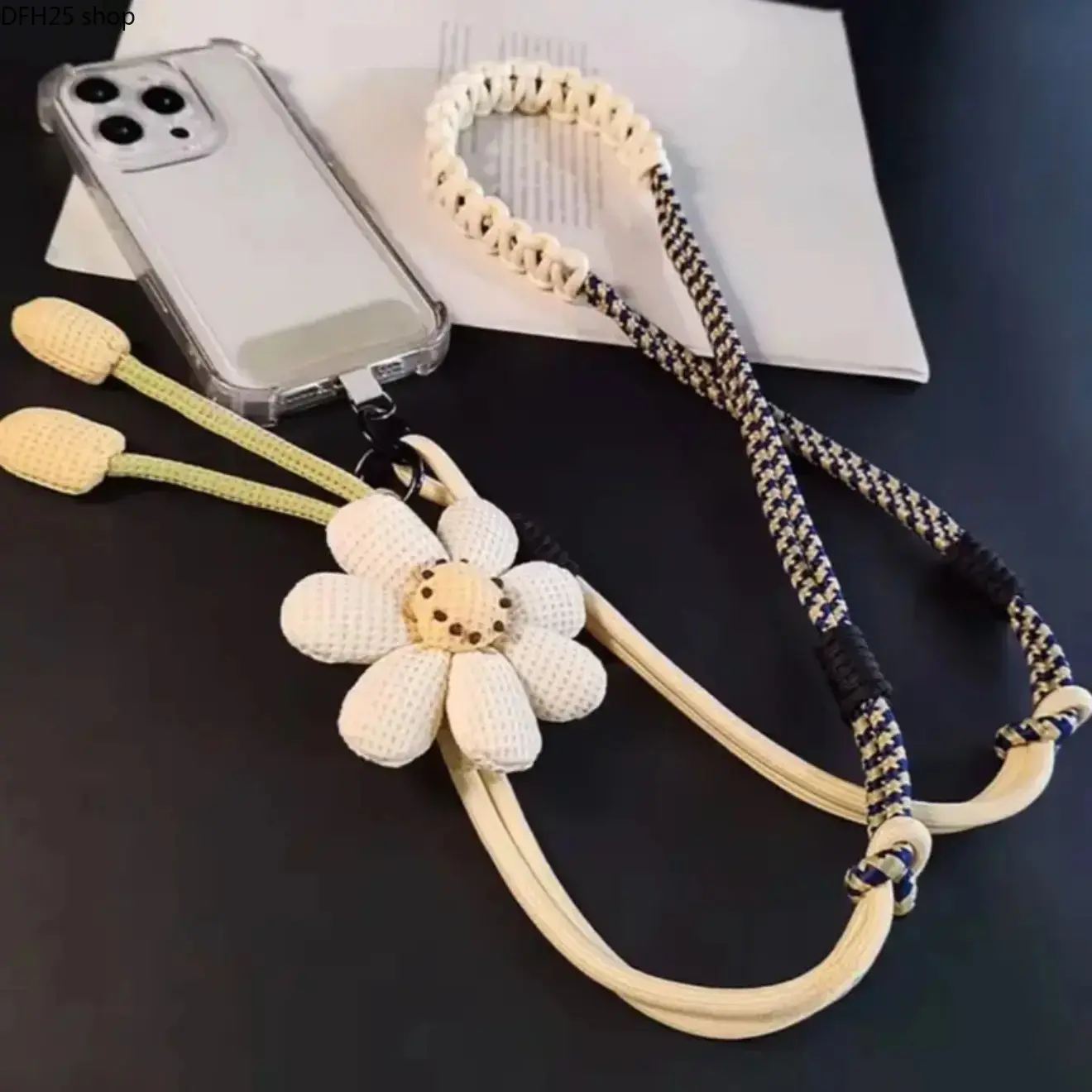 Floral Charm Crossbody Phone Strap for Women, Adjustable Hands Free Lanyard for Phone Bag Travel Daily Use Fashion Accessory