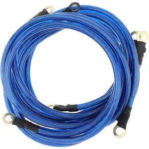 5 Point Car Universal Earth Ground Cables Grounding Wire System Kit High Performance Improve Power for Car Truck, Blue