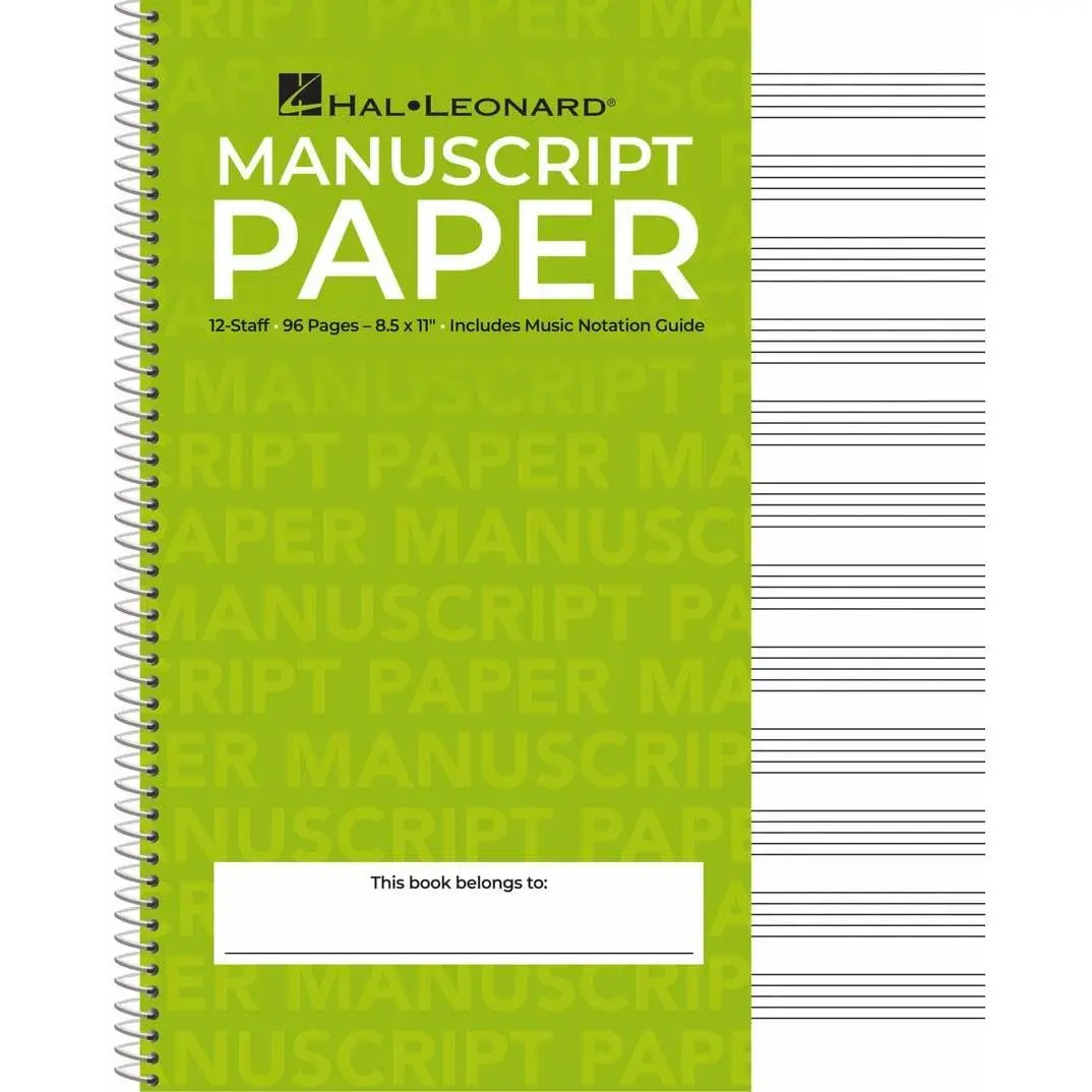 Manuscript Paper - Hal Leonard Standard Wirebound | 96-Page Music Writing Notebook with 12 Staves per Page | Spiral-Bound Staff Paper for Composers, Students, and Teachers | Includes Notation Guide