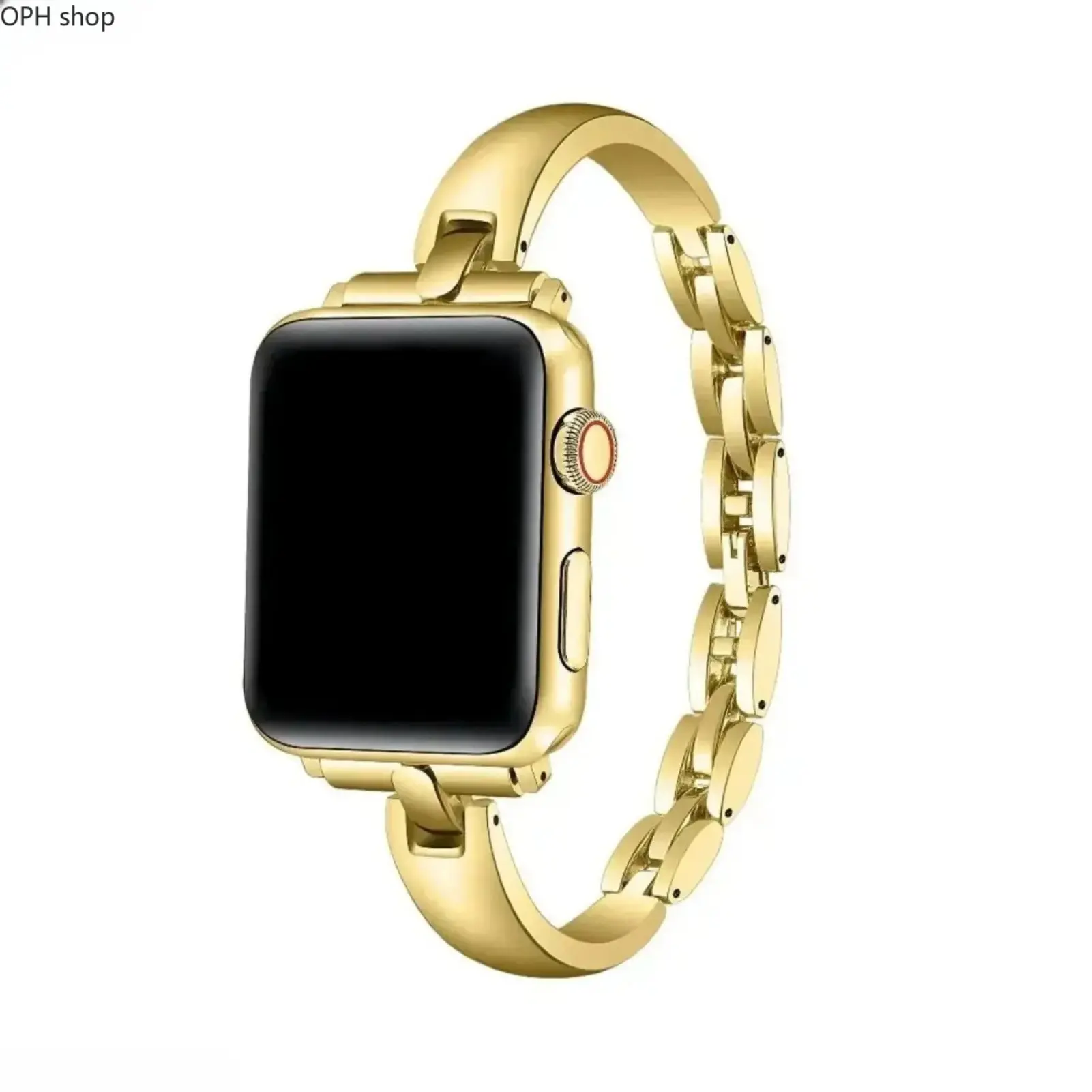 Women Stainless Steel Chain Link Watch Band Luxury Elegant Adjustable Metal Jewelry Strap Fit 38–49mm Universal Smartwatch (Watch Not Included)