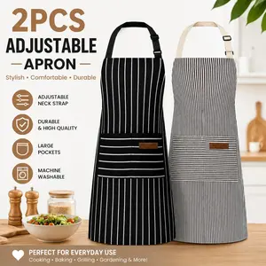 2 Pcs Kitchen Cooking Aprons for Women Men, Adjustable Chef Apron with Pockets, Multicolor #SummerWins #DealsForYouDays