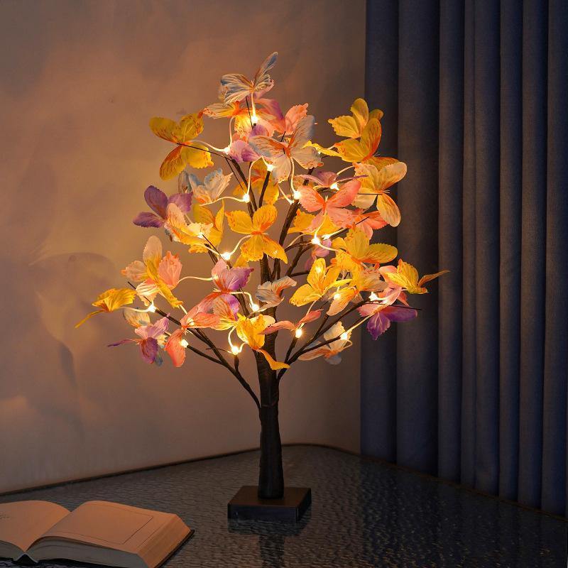 SHENZHI TECH Butterfly Flower Tree Shaped Night Light, 1 Count USB Powered LED Tabletop Lamp, Decorative Night Light for Home Bedroom Living Room