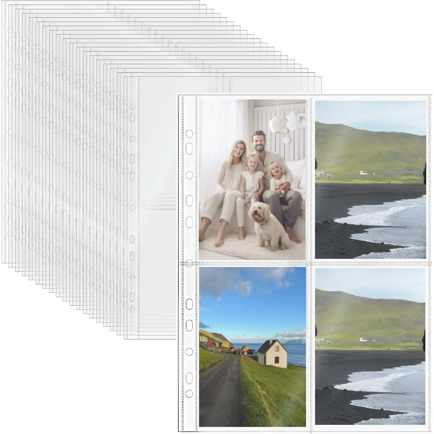 A4 Clear Sheet Protectors 4 Pocket Binder Sleeves 20 Sheets 11 Holes Top Open Photo Album Sleeves Photocard Collection Page Protector