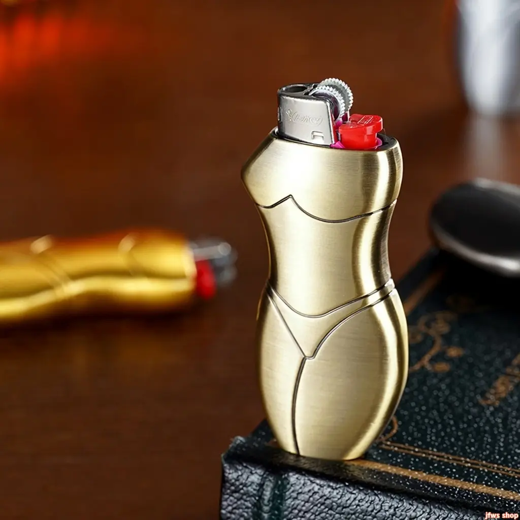 2026 New Creative Human Shaped Lighter Case with Safety Thickened Metal Alloy Shell Explosion Proof Protective Cover for Men Outdoor EDC Durable Vintage Style Gift US Design
