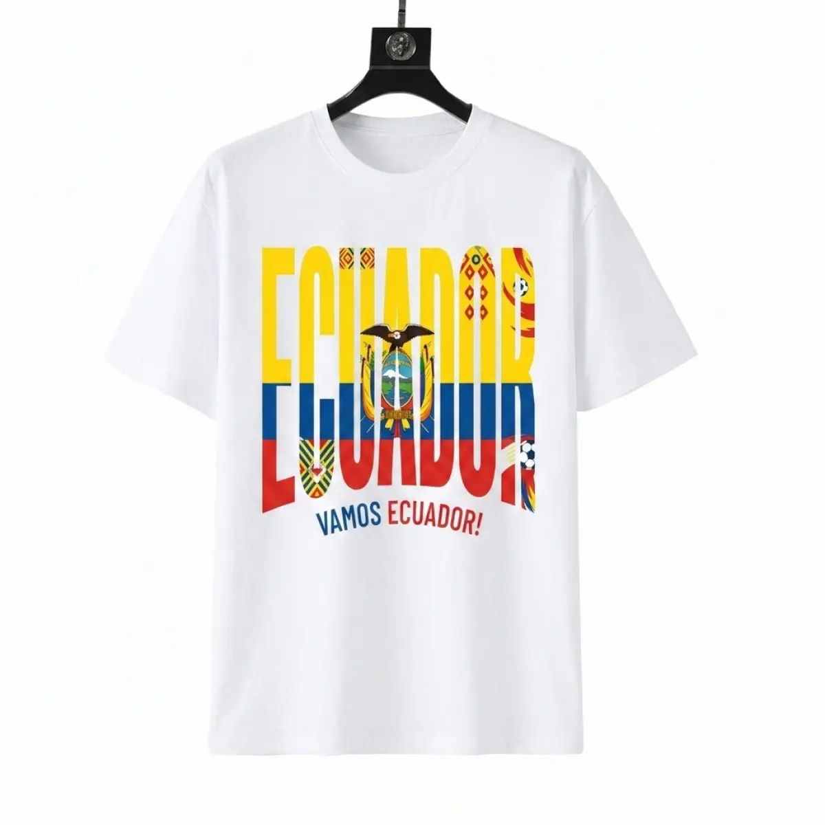 Women Vamos Ecuador Graphic T-Shirt Ecuador Flag Coat of Arms Print Casual Short Sleeve Top.Represent Ecuador on match days, this flag print top is made for proud Ecuadorian girls oversized tshirt