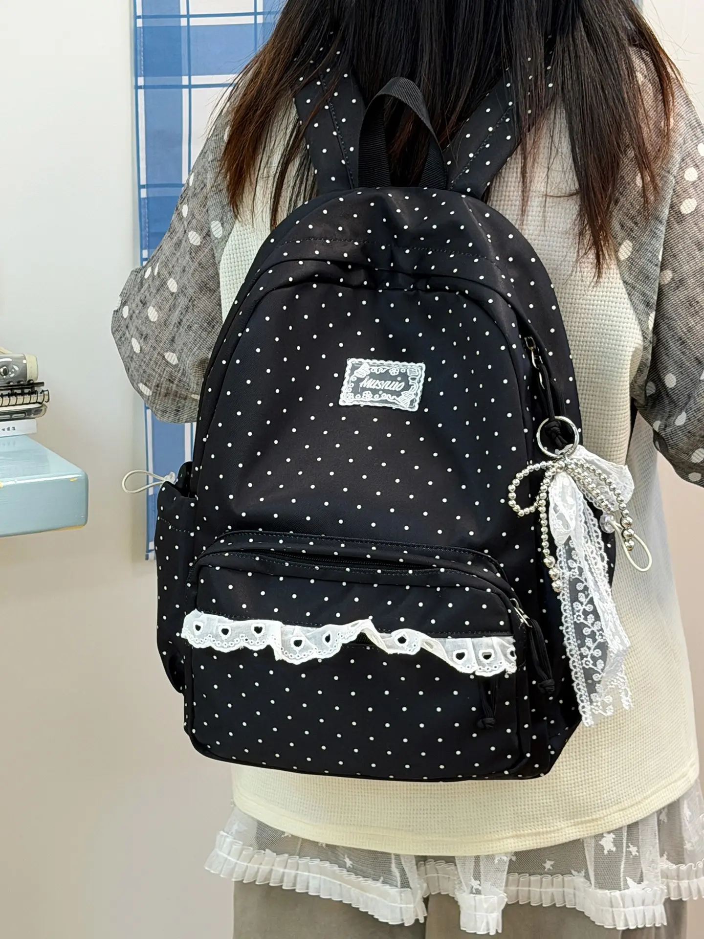 Lace Trim Design Backpack, Large Capacity Versatile Bag, Unique High Aesthetic Student Schoolbag for Girls, Perfect for Back-To-School Season