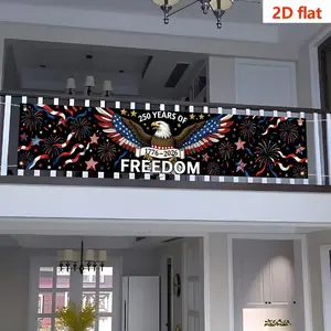 American Independence Day Banner, 250th Anniversary Decoration, Bald Eagle Freedom Flag, Blue Patriotic Backdrop, 240cm*45cm