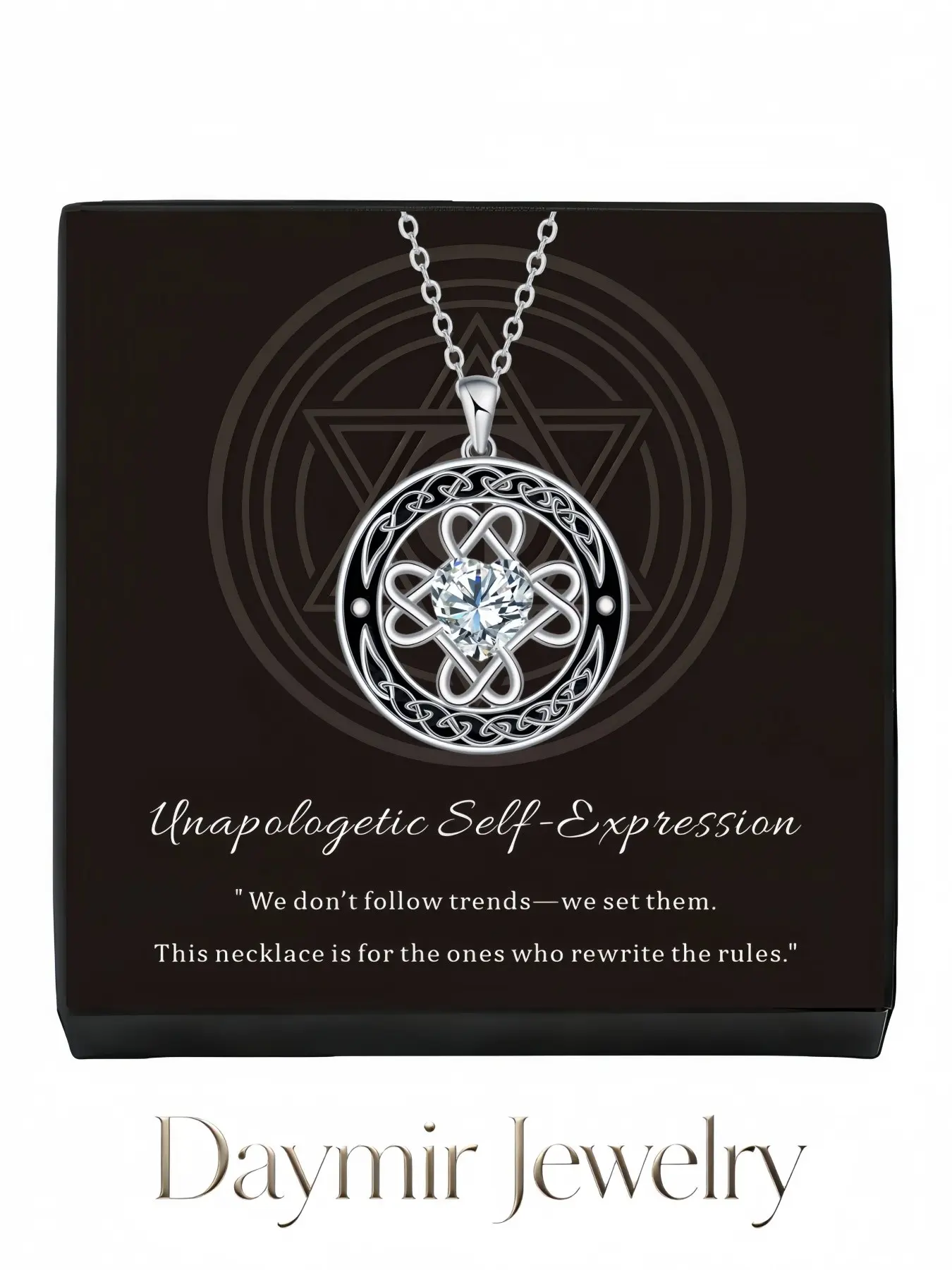 "Iridescent Celtic Starburst" Stylish premium Celtic knot gemstone necklace, a daily wardrobe staple. Lucky amulet jewelry, mysterious gifts for Valentine’s Day and all holidays.