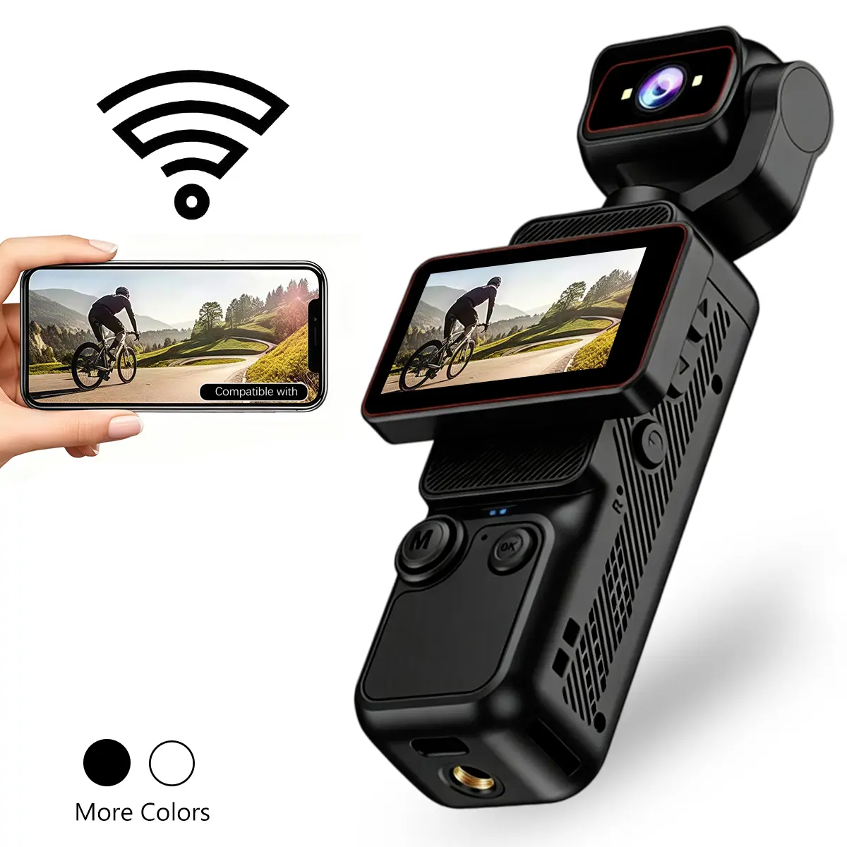 Vlogging Camera for YouTube & TikTok with Rotating Flip Screen, Video Camera Featuring Electric 360° Lens Rotation, 6X Zoom, WiFi Transfer, Mini Pocket Camera for Social Media Content, Travel and Lifestyle Recording