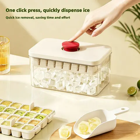 32/64/96 Ice Cube Tray, Press-Down Food Grade Mold with Lid, Large Capacity, Easy Release, Ideal for Whiskey, Cocktails, Fruit Ice, Home Bar Accessories, Kitchen Tool, Ice Cube Trays for Freezer, Ice Molds