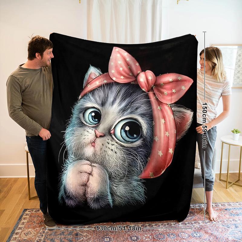 Hello Kitty Pattern Blanket, Soft Warm Throw Blanket, Air-conditioned Room Blanket, Nap Blanket for Home Office Travel Camping