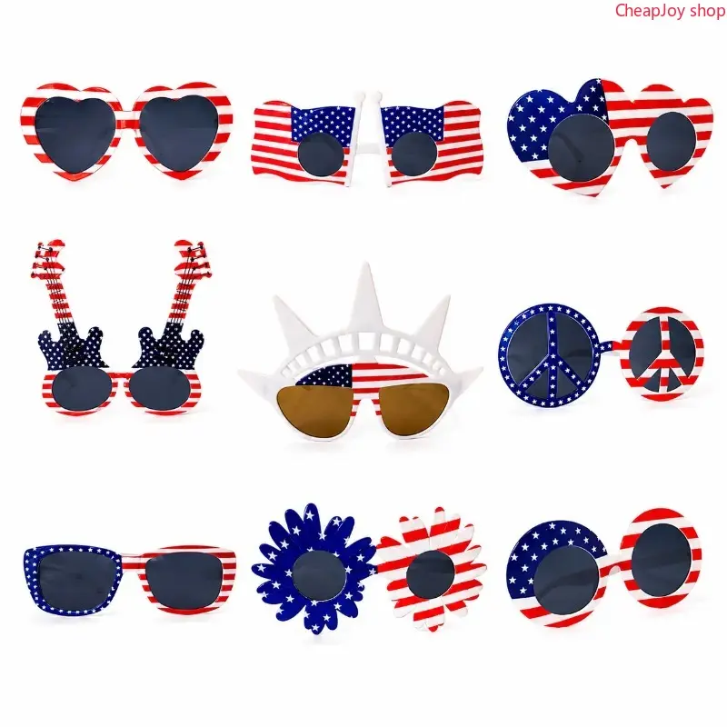 2026 9 Pairs Patriotic American Flag Sunglasses, 4th of July Party Favor Novelty Glasses for Independence Day, Memorial Day, USA Themed Events