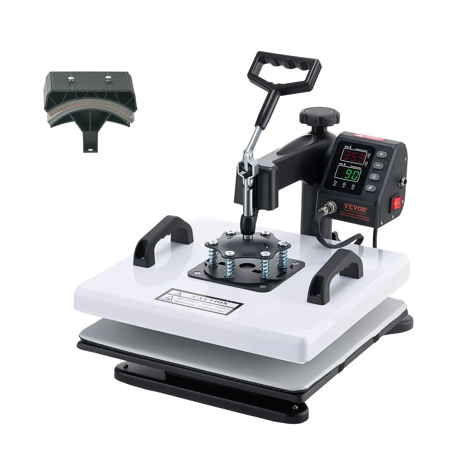 VEVOR Heat Press Machine, 15 x 15 in, 2-in-1 Multifunction, 360 °   Swing Away, 1200W Double Tube Fast and Even Heating, Digital Precise Control, Sublimation Press Machine for T-Shirts, Hats, Caps