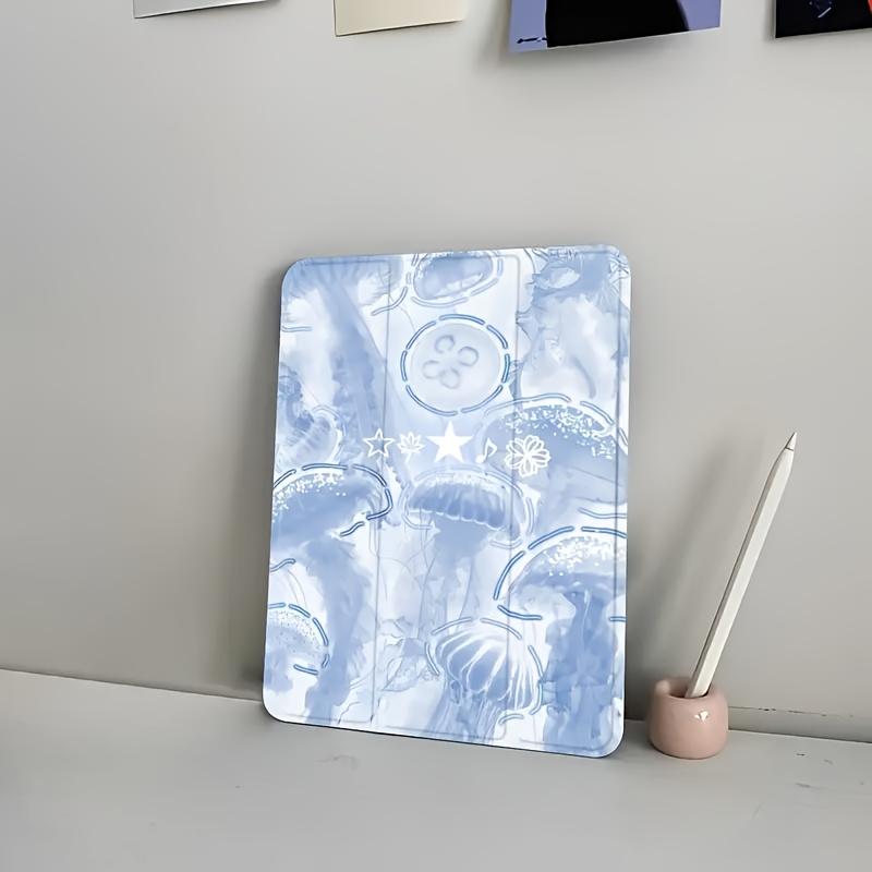 Blue Cute Creatures Suitable for iPad  Protective Case 2021 with Side Sticker and Stand, Cartoon Air5 with Pen Slot, 12.9 for iPad 10.2 Inch, Transparent Anti-fall Case for iPad 9th Gen, Pro11/Air4th/Air5th 10.9 Inch, 7/8/9th for ipad Air6