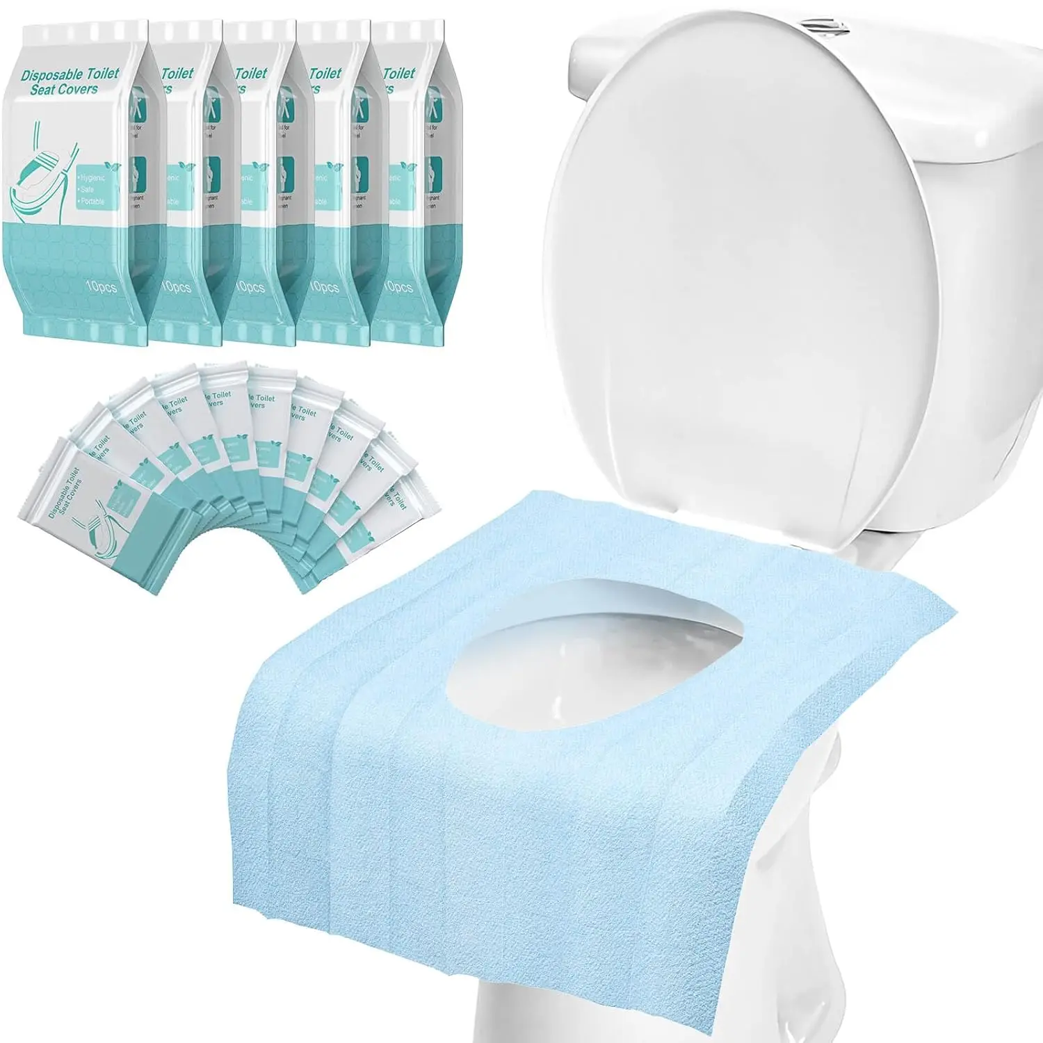MeToMe 50 Pack Toilet Seat Covers Disposable - Waterproof 16x24 Inch Extra Large Individually Wrapped Toilet Seat Shields Travel Accessories for Adults Kids