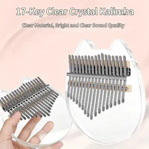 Transparent Crystal 17-Note Thumb Harp, Smooth Tuning Keys, Ethereal Resonance, Eva Hard Case, Mini Finger Instrument for Students, Parties, Home Use