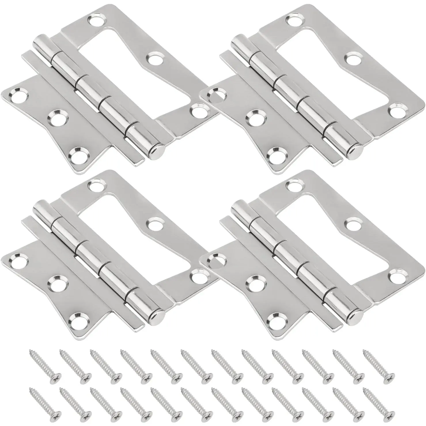 Non-Mortise Butterfly Hinges  for Mobile /RV Interior Hinges | 4 Pack Heavy Duty Stainless Steel Butterfly Hinge with Mounting Screws