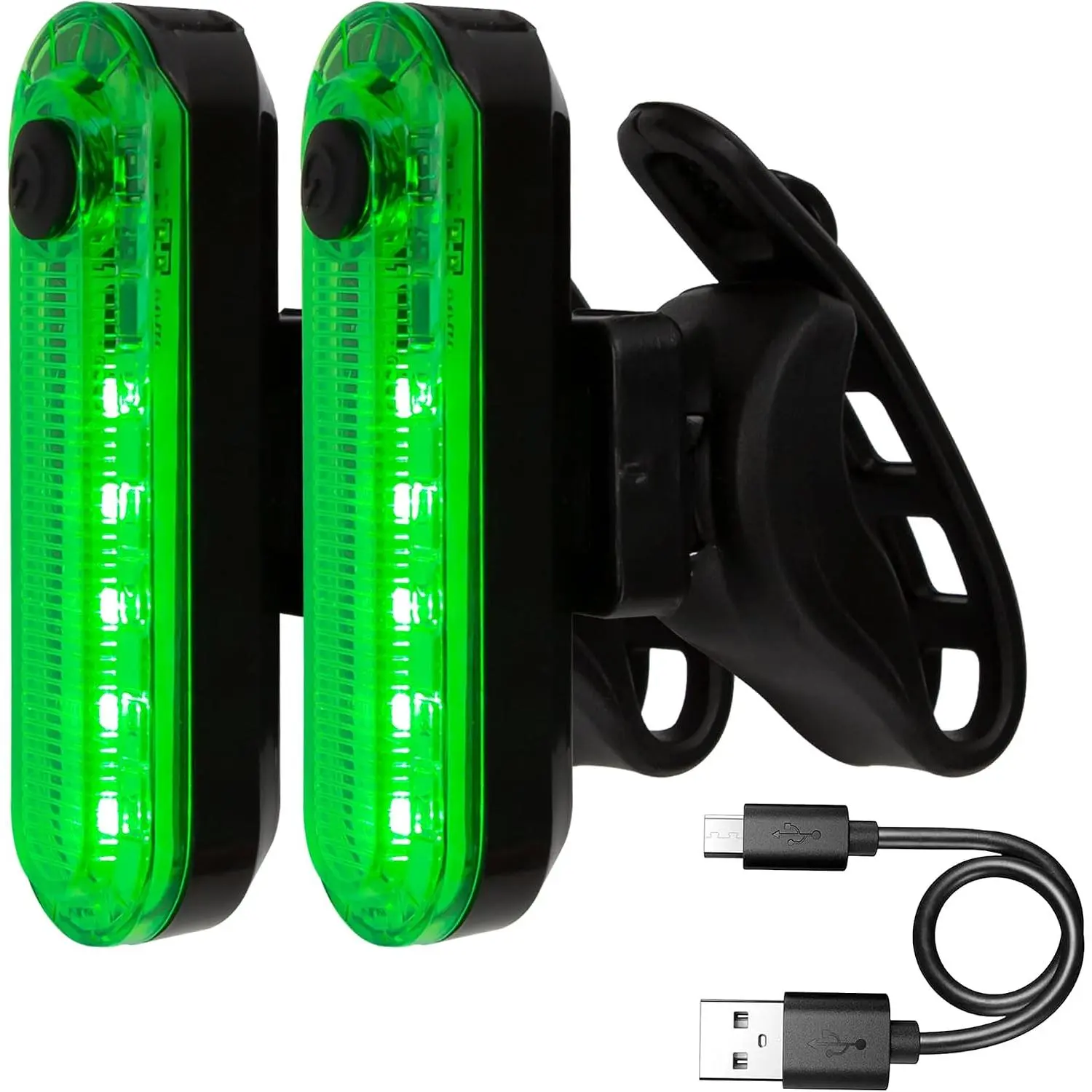 2 count Green LED  Light, USB Rechargeable  Tail Light, Bright Rear Cycling Safety Flashlight, 4 Light Mode Options for Adult Men Women Road Mountain  220mAh (2 USB Cables Included)