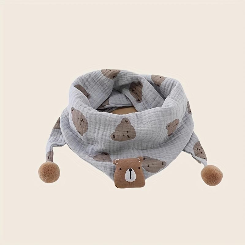 1pc ' Scarf, Four Seasons, Bear Logo, Cute Cartoon Casual Fashion Scarf for Boys and Girls, Suitable for Outdoor Play, Walking, and Travel