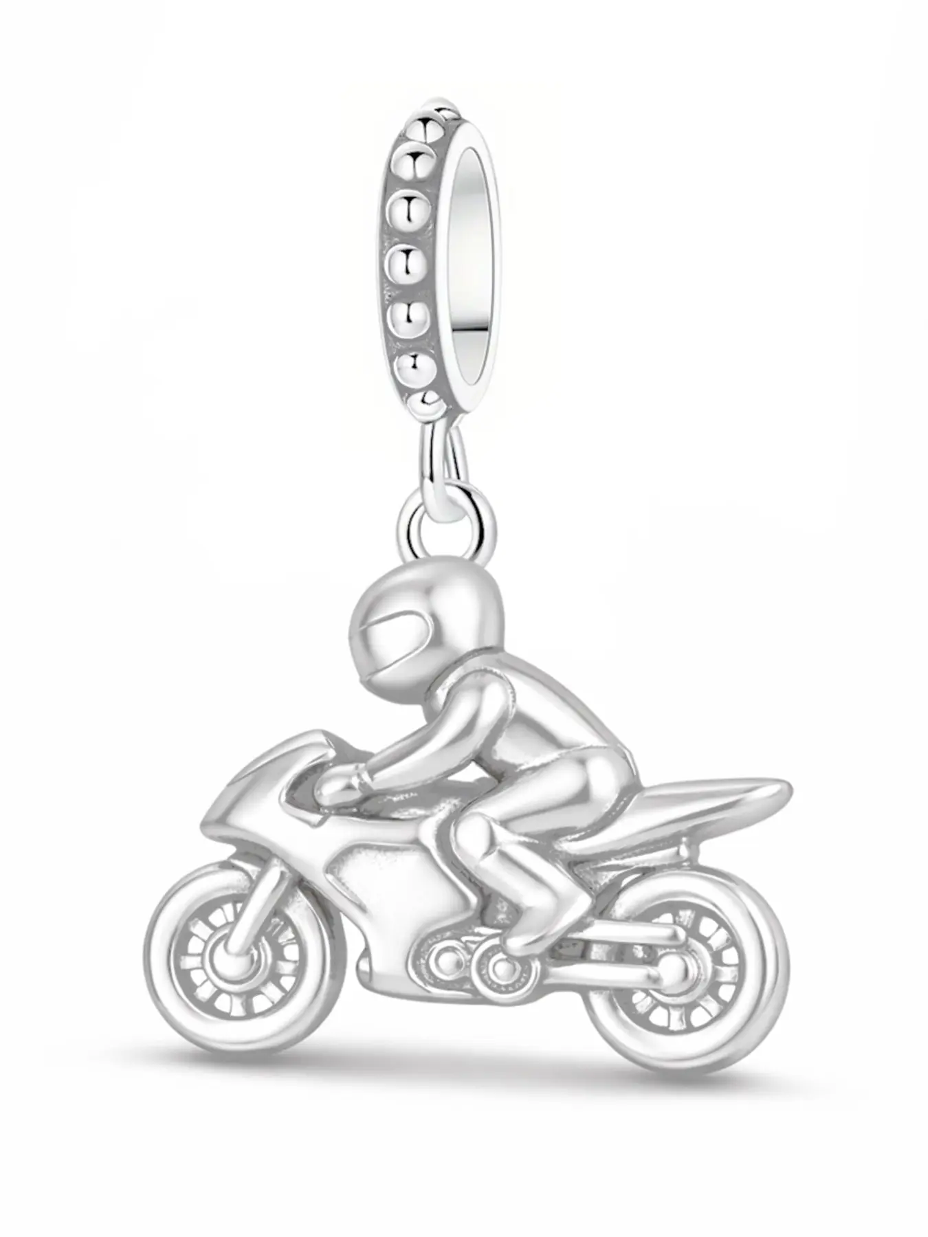 Silver Color Motorcycle Charm Pendant, Sporty Style Copper Chain Jewelry, All-Season Accessory, Perfect Gift for Friends