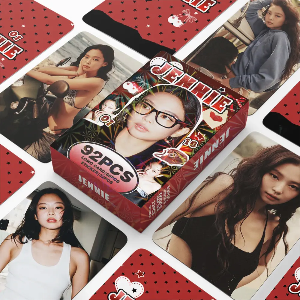 92Pcs Kpop Girl Group Idol Collection Lomo Cards, Jennie Cards, Ins Style Fan Cards with Mini Stickers, Card Set