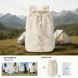Aesthetic Drawstring Bucket Backpack, Lightweight Nylon School Travel Fitness Bag, Extra Large Casual Pack, Perfect for Daily Use