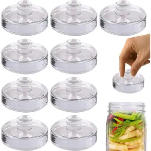 Eleganttime 9 Pack Glass Fermentation Weights with Easy Grip Handle, Heavy Fermenting Lids Canning Weight Kit for Wide Mouth Pickling Mason Jars