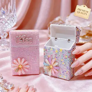 Elegant Daisy-Embellished Cigar Box, Luxury Full-Diamond Women's Cigar Case, Pressure-Resistant Moisture-Proof Portable Cigar Storage