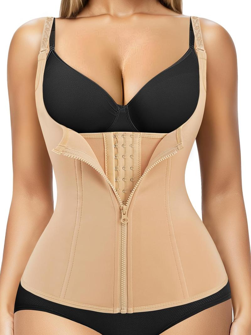 Women's Adjustable Strap Zipper Shapewear Top, Tummy Control Waist Trainer, Corset Waist Shapewear, Ladies Shapewear for Fall, Matt Waist Trainers