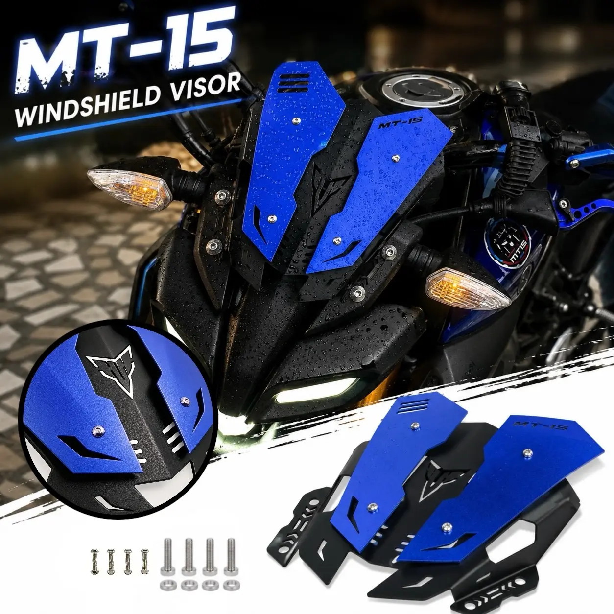 Motorcycle Front Windshield Cover for Yamaha Mt15 2019-2022, Aluminum Alloy Accessory, Durable and Lightweight Design, Perfect Fit