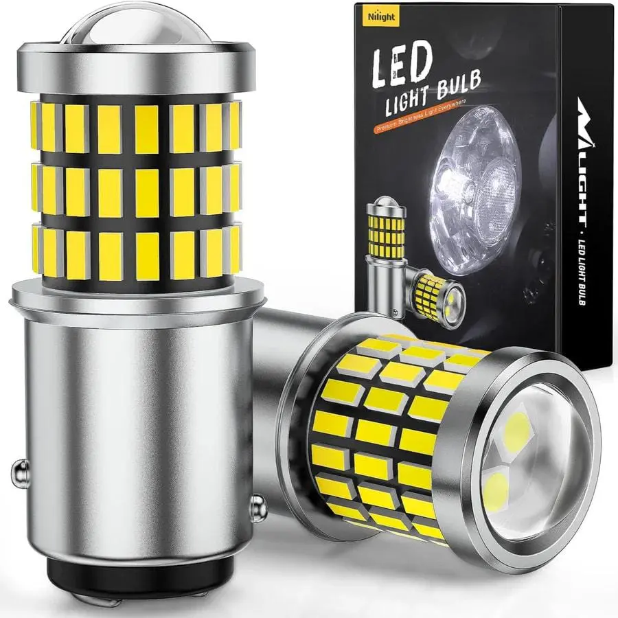 Nilight 57LED High Brightness 1157 BAY15D LED Bulb, 6100K Cool White, Compatible with 2057/2357/7528, Pair Pack, Automotive & Motorcycle Lighting (#FathersDayGift)
