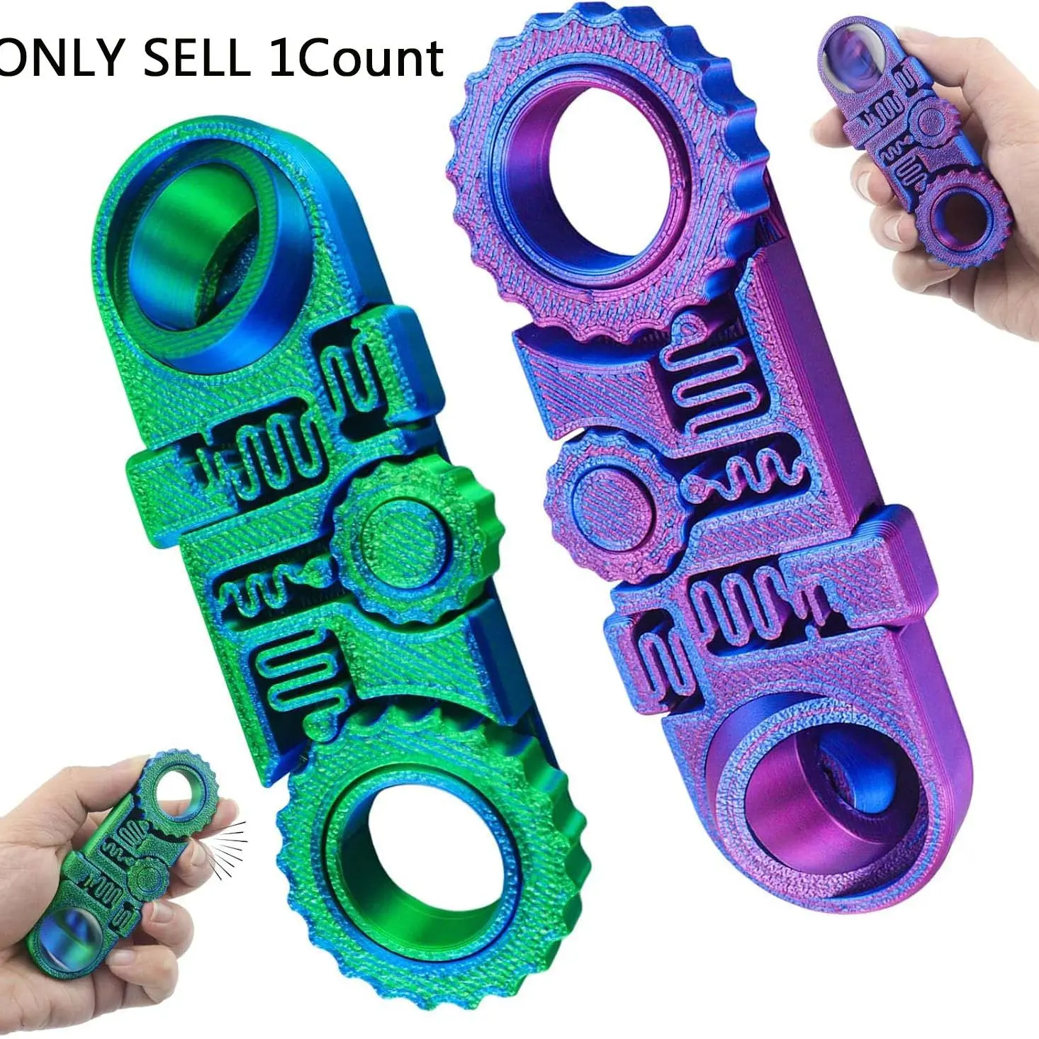 3D Printed Fidget Ring Toys, 5-In-1 Gear Ball Stress Sensory Toy, Mindful Meditation Gear for Stress Relief, Unisex Fidget Toy for Kids and Adults