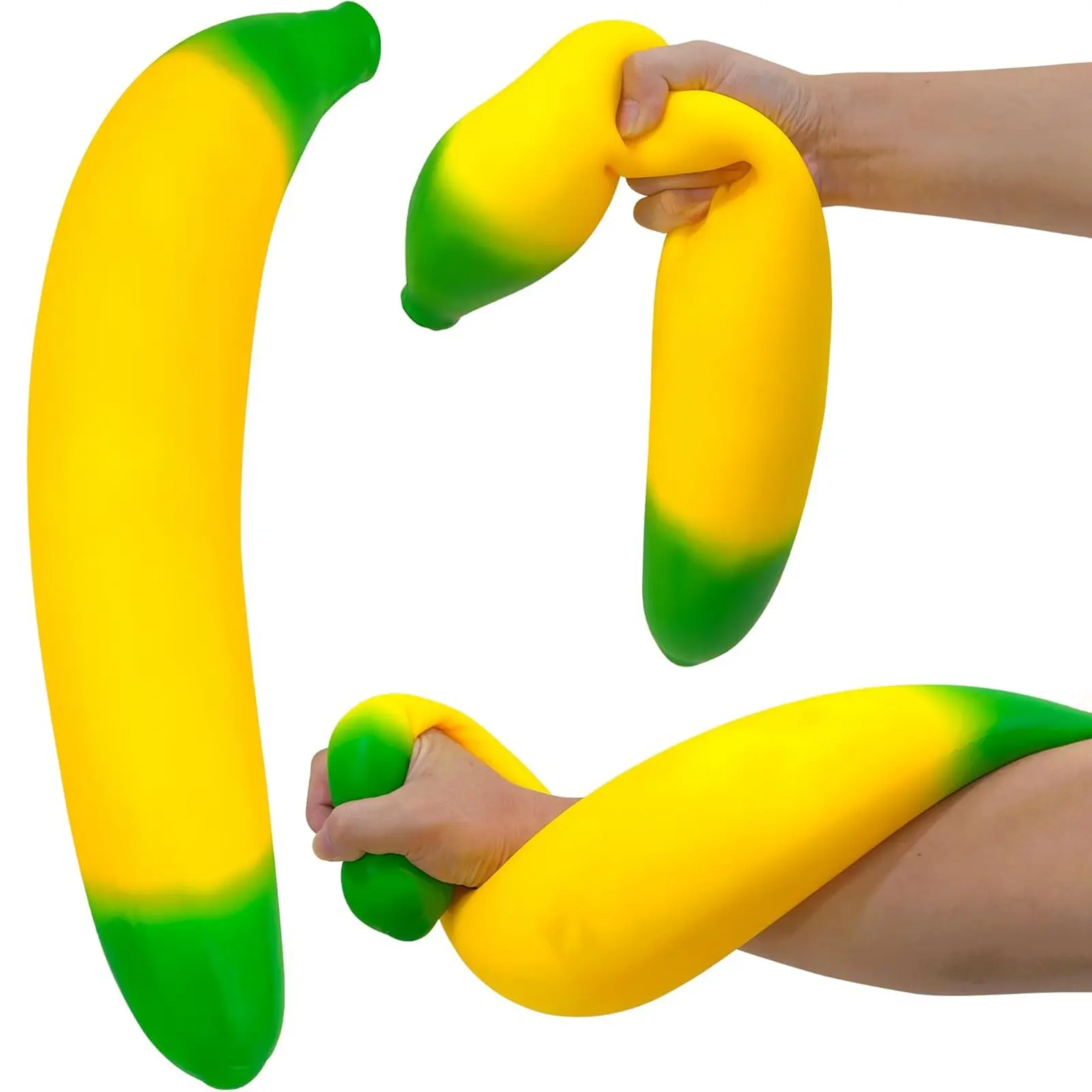 15.75IN Banana Squishy Giant, Large Slow Rising Banana Fidget Toys | Soft Stress Relief Anxiety Sensory Toys for Adults, Realistic Fruit Shape Squeeze Toys, Birthday Party Favors, Stress Relief Fidgets