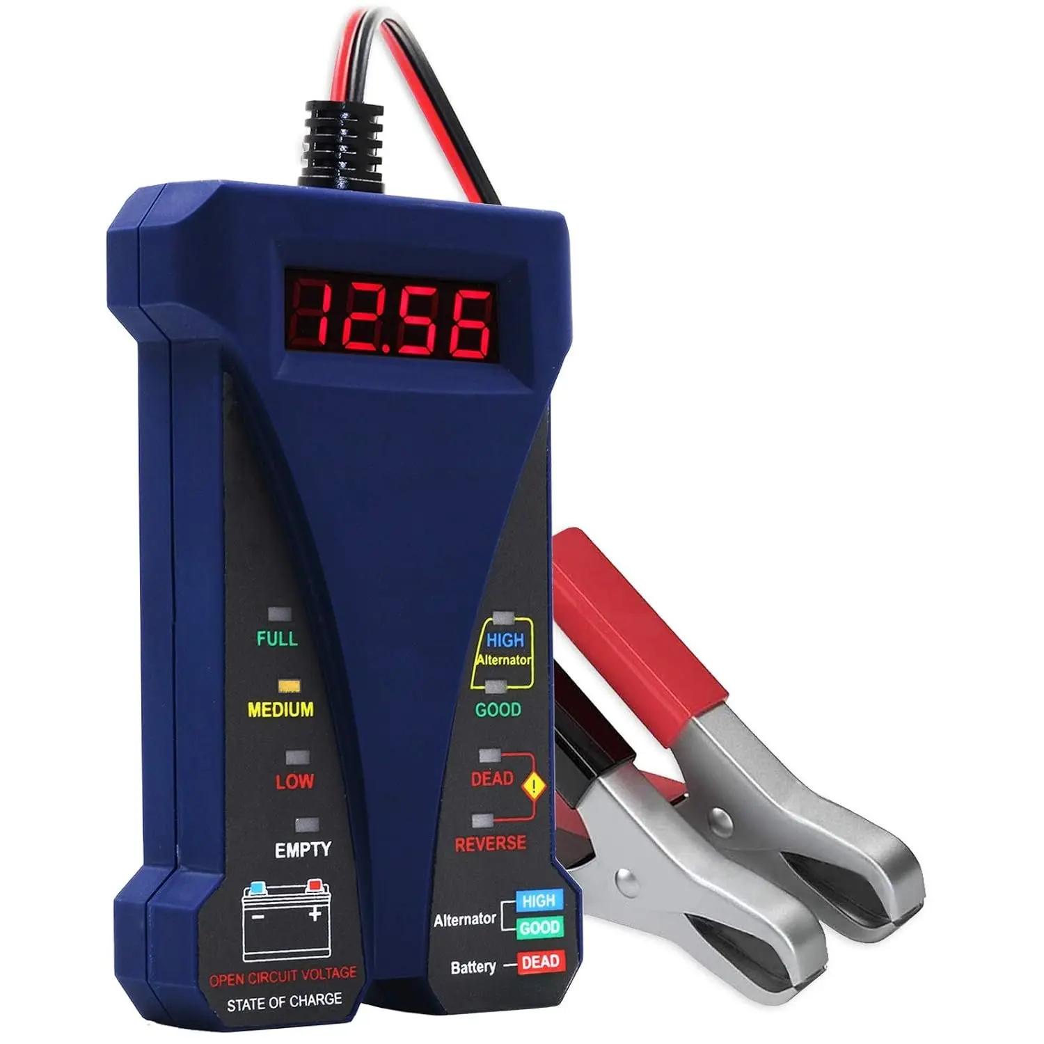 MP0514B 12V Digital Voltmeter and System Analyzer, 4-20V Range DC Devices Tool, Reverse Safe with LCD Display, LED Indication, Blue Rubber for Automotive Mechanics/Owners