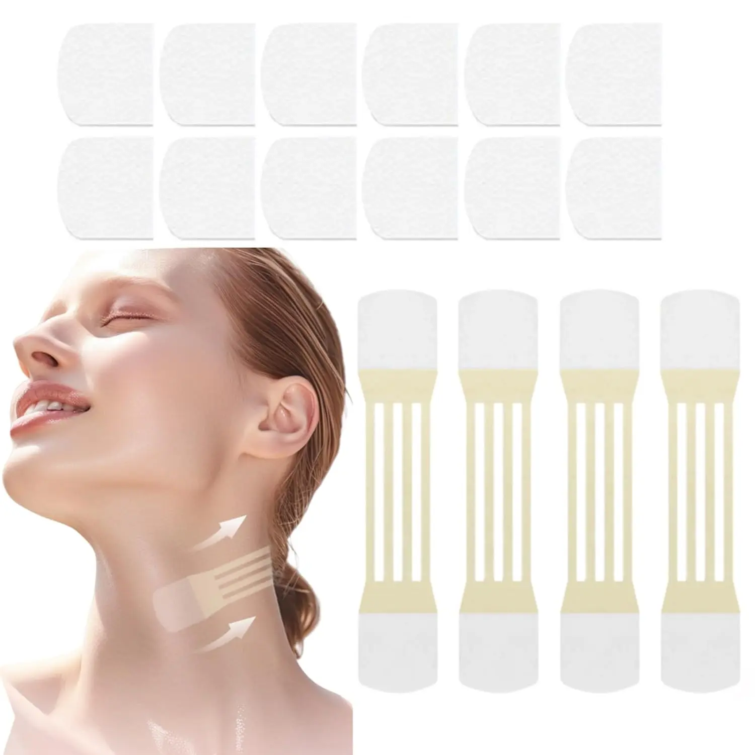 Neck Lift Tape, 20Pcs Instant Neck Tightening and Lifting Tape invisible for Sagging Skin, Double Chin & Turkey Neck, Waterproof & Breathable Neck Tape for Women Daily Use Special Occasion & Gift