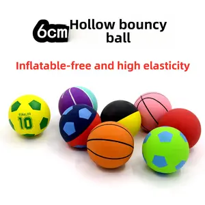 6cm football rubber bouncy ball, high elasticity, hollow wall, mini basketball, stress-relief toy for children