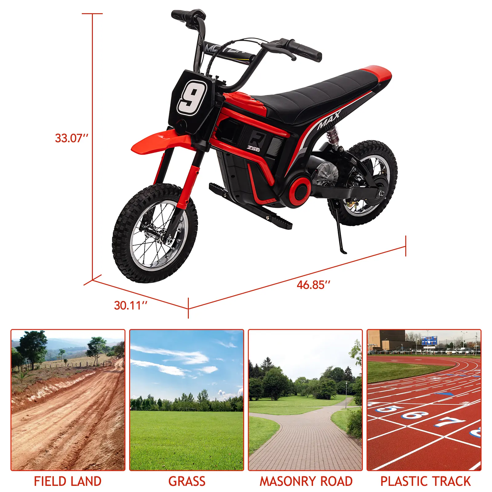 Kids' 24V 350W Electric Dirt Bike (Age 14+), 2-Speed Ride-On Motorcycle with Twist Grip Throttle, Up to 14.29 MPH