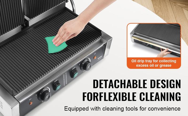 Spring new arrivals Commercial Panini Press Grill Electric Sandwich Maker Griddle Plate 19"x9"