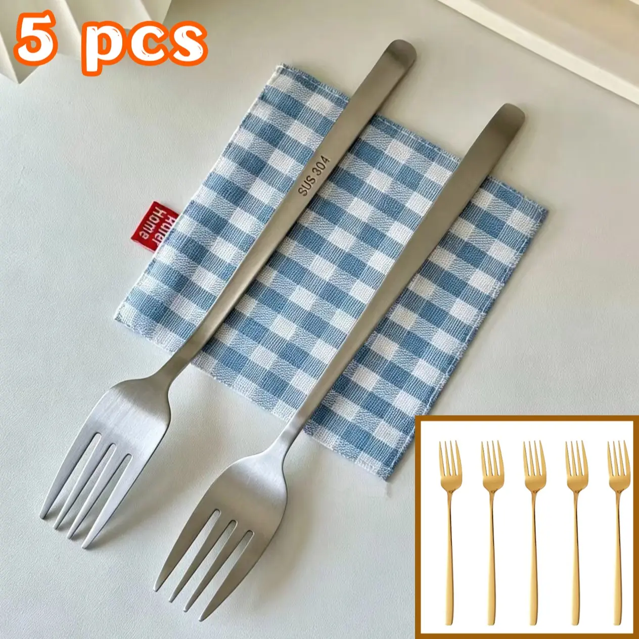 Thick‑Gauge Heavy‑Duty 304 Stainless Steel Dinner Forks, 5‑Pack Sturdy Tines Anti‑Bending Table Utensils, Durable Silverware for Home Dinners, Parties & Everyday Dining, Excellent Gift Choice for Christmas & New Year
